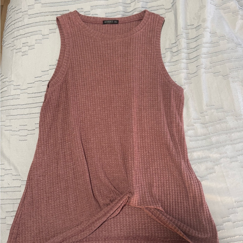 Mystree Pink Ribbed Sleeveless Tank Top